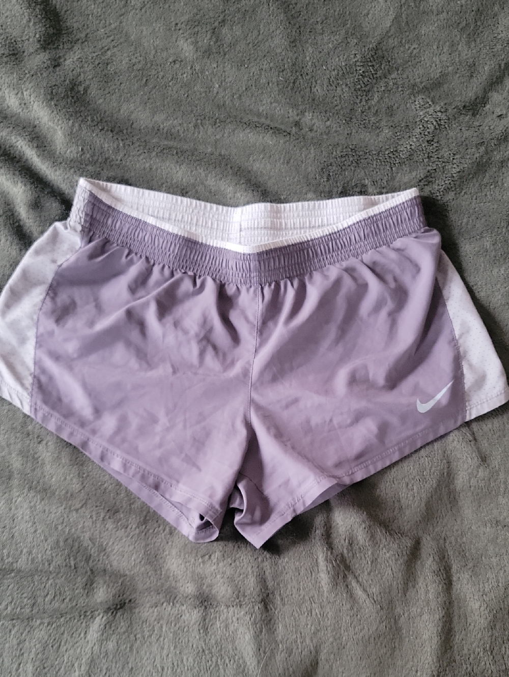 Nike Women's Light Gray Athletic Shorts with White Trim